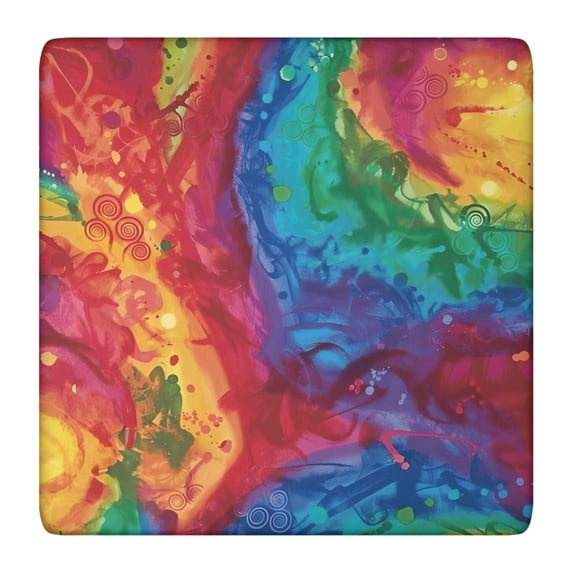 Colorful Tie Dye Pattern Square Fitted Tablecloth with Elastic Edge,Square Table Cover,Washable Elastic Table Cover for Home Kitchen Party Decor 36"x36"