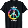 thumbnail image 1 of Colorful Tie Dye Peace Sign T-Shirt with 'Be Kind. Always.' Inspirational Message, 1 of 5