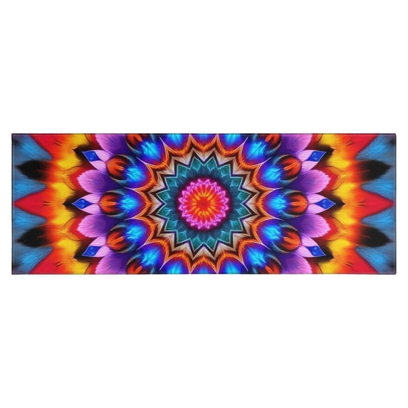 Colorful Tie Dye Peacock Mandala Pattern Kitchen Rug Mat,Kitchen Runner Rugs Non Skid Washable,Decorative Kitchen Floor Mats for Kitchen,Sink,Laundry,17"X47"