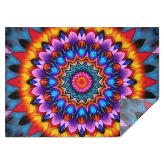 Colorful Tie Dye Peacock Mandala Pattern Rectangle Tablecloth 60"x84",Waterproof Polyester Rectangle Table Cloth, Wipeable Spillproof Polyester Tablecloth for Dining, Camping, Indoor and Outdoor
