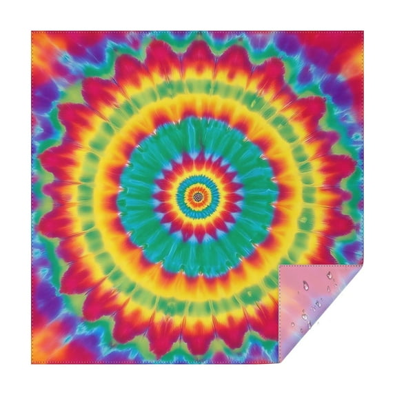 Colorful Tie Dye Petal Mandala Pattern Square Tablecloth,Waterproof Square Table Cover,Wipeable Spillproof Washable Table Cover for Home Kitchen Party Decor 42"X42"(107x107cm)