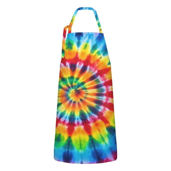 Colorful Tie Dye Rainbow Pattern Apron-Garden Aprons for Women with Pockets-Cotton Linen Waterproof Kitchen Cooking Gardening Aprons Adjustable for Kitchen,Cooking,BBQ and Salon 33x27 Inch