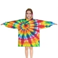 thumbnail image 1 of Colorful Tie Dye Rainbow Pattern Blanket Hoodies for Kids 6-13YR Oversize Wearable Blanket Hoodies for Boys Girls Teens, 1 of 7