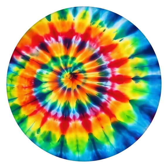 Colorful Tie Dye Rainbow Pattern Round Fitted Tablecloth with Elastic Edge,Dining Table Cover Waterproof,Outdoor Round Tablecloth for Camping,Dining,Indoor and Outdoor