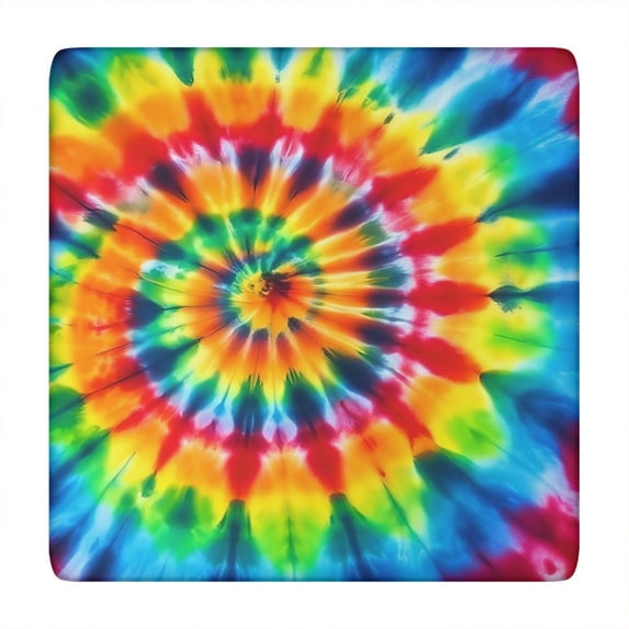 Colorful Tie Dye Rainbow Pattern Square Fitted Tablecloth with Elastic Edge,Square Table Cover,Washable Elastic Table Cover for Home Kitchen Party Decor 34"x34"