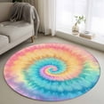 thumbnail image 1 of Colorful Tie Dye Round Area Rug 3.3 FT, Non Slip Small Entryway Kitchen Mat, Rainbow Ombre Abstract Pattern Art Washable Soft Circular Rug Non-Shedding Door Mat for Bathroom Playroom Kids Room, 1 of 9