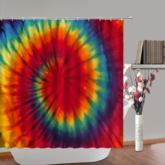 Colorful Tie Dye Shower Curtain Trippy Boho Hippie Mandala Watercolor Abstract Art Bath C