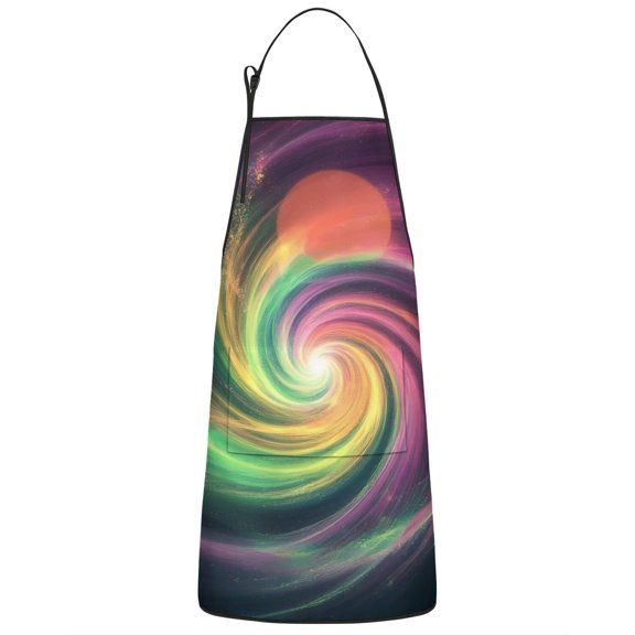 Colorful Tie Dye Spiral Galaxy Pattern Apron-Garden Aprons for Women with Pockets-Cotton Linen Waterproof Kitchen Cooking Gardening Aprons Adjustable for Kitchen,Cooking,BBQ and Salon 33x27 Inch