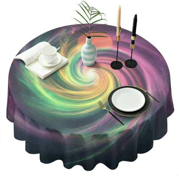 Colorful Tie Dye Spiral Galaxy Pattern Round Tablecloth 60"x60",Wrinkle Wipeable Table Cloth for Kitchen Dining Room Picnic Patio Party