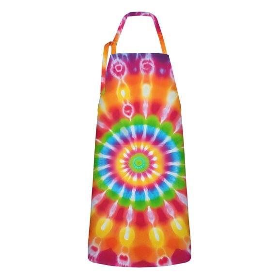 Colorful Tie Dye Spiral Mandala Apron-Garden Aprons for Women with Pockets-Cotton Linen Waterproof Kitchen Cooking Gardening Aprons Adjustable for Kitchen,Cooking,BBQ and Salon 33x27 Inch