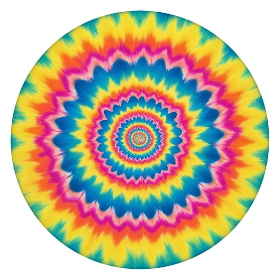 Colorful Tie Dye Spiral Mandala Pattern Round Fitted Tablecloth with Elastic Edge,Dining Table Cover Waterproof,Outdoor Round Tablecloth for Camping,Dining,Indoor and Outdoor