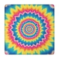 thumbnail image 1 of Colorful Tie Dye Spiral Mandala Pattern Square Fitted Tablecloth with Elastic Edge,Square Table Cover,Washable Elastic Table Cover for Home Kitchen Party Decor 34"x34", 1 of 6