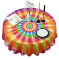 thumbnail image 1 of Colorful Tie Dye Spiral Mandala Round Tablecloth 60"x60",Wrinkle Wipeable Table Cloth for Kitchen Dining Room Picnic Patio Party, 1 of 6