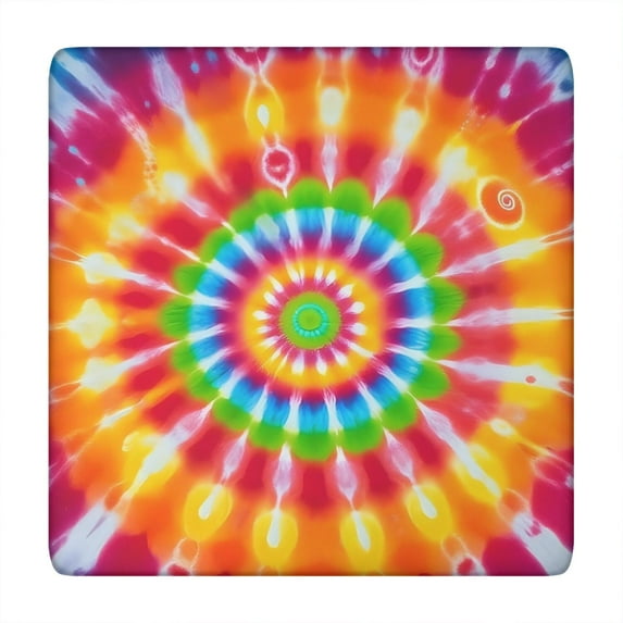 Colorful Tie Dye Spiral Mandala Square Fitted Tablecloth with Elastic Edge,Square Table Cover,Washable Elastic Table Cover for Home Kitchen Party Decor 34"x34"