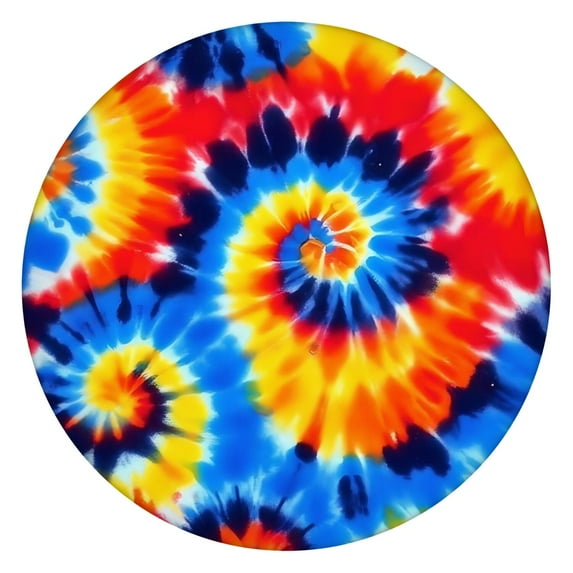Colorful Tie Dye Spiral Pattern Round Fitted Tablecloth with Elastic Edge,Dining Table Cover Waterproof,Outdoor Round Tablecloth for Camping,Dining,Indoor and Outdoor