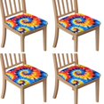 thumbnail image 1 of Colorful Tie Dye Spiral Pattern Seat Covers for Dining Room Chairs Set Of 4,Stretch Printed Washable Chair Seat Cover with Elastic Ties and Button,Removable Waterproof Couch Cushion Covers, 1 of 6