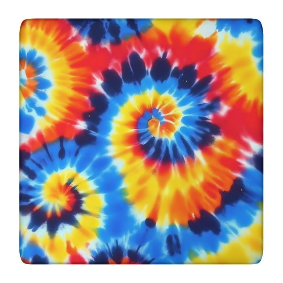 Colorful Tie Dye Spiral Pattern Square Fitted Tablecloth with Elastic Edge,Square Table Cover,Washable Elastic Table Cover for Home Kitchen Party Decor 36"x36"