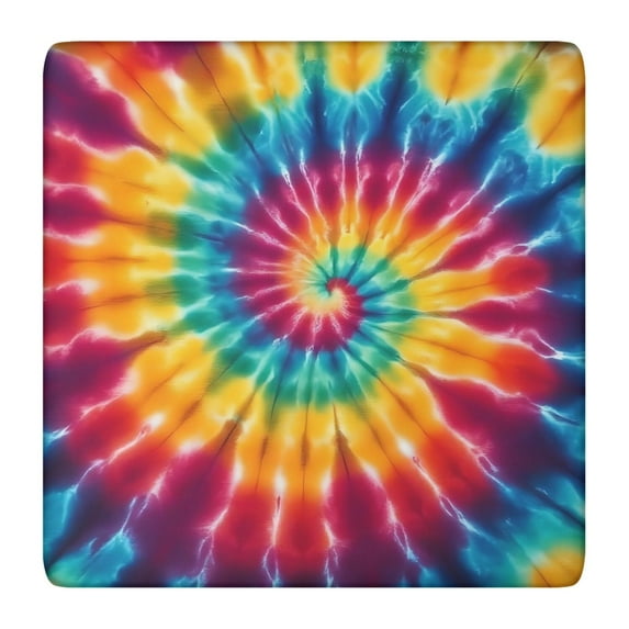 Colorful Tie Dye Spiral Pattern Square Fitted Tablecloth with Elastic Edge,Square Table Cover,Washable Elastic Table Cover for Home Kitchen Party Decor 36"x36"