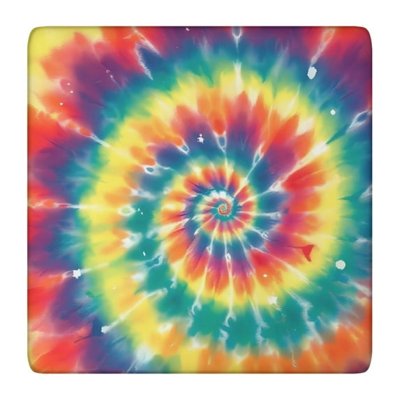 Colorful Tie Dye Spiral Pattern Square Fitted Tablecloth with Elastic Edge,Square Table Cover,Washable Elastic Table Cover for Home Kitchen Party Decor 36"x36"