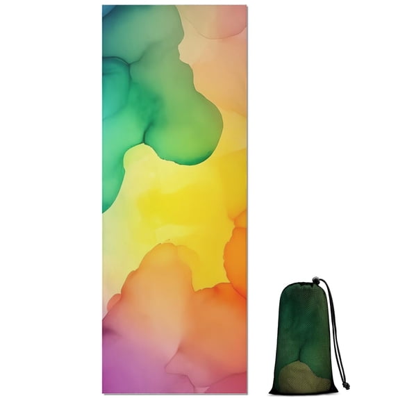 Colorful Tie Dye Stain Pattern Hot Yoga Mat Towel Non Slip for Hot Yoga - Quick-Drying Yoga Mat Cover with 4 Corner Pockets with Travel Bag - Hot Yoga Towel Non Slip 70"x26"