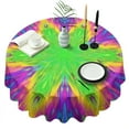 thumbnail image 1 of Colorful Tie Dye Star Flower Pattern Round Tablecloth 60"x60",Wrinkle Wipeable Table Cloth for Kitchen Dining Room Picnic Patio Party, 1 of 6