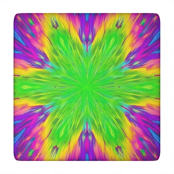 Colorful Tie Dye Star Flower Pattern Square Fitted Tablecloth with Elastic Edge,Square Table Cover,Washable Elastic Table Cover for Home Kitchen Party Decor 34"x34"