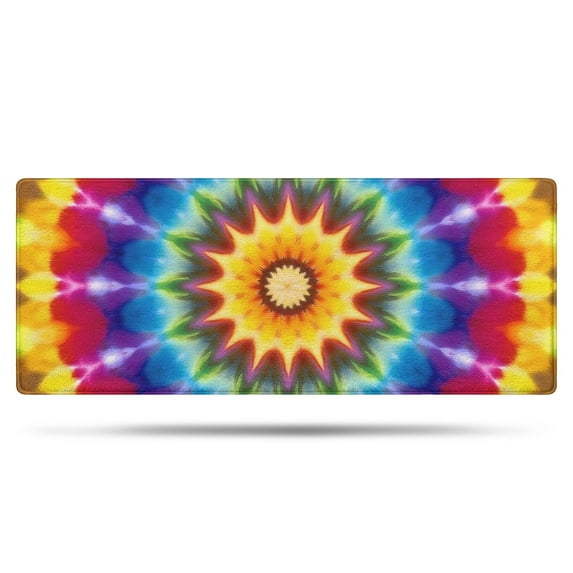 Colorful Tie Dye Star Mandala Bathroom Rugs Mat,Non Slip Microfiber Bathroom Rug,Rubber Backing,Soft Bathroom Mats for Bathroom Floor,Tub and Shower,60x24in(150x60cm)