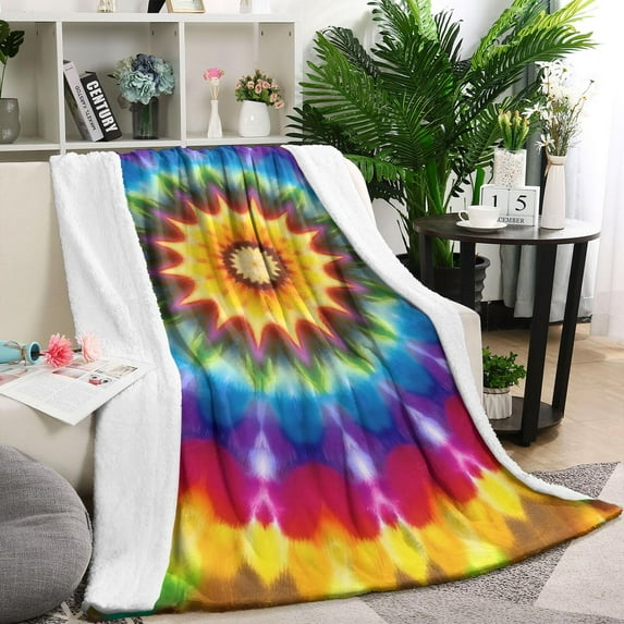 Colorful Tie Dye Star Mandala Blanket,Comfortable Soft Lamb Wool Throw Blanket,All Season,Warm Lightweight Blankets for Sofa Bed Couch Living Room Chair,60"x80"