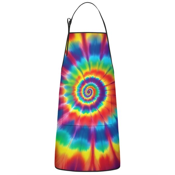 Colorful Tie Dye Star Mandala Pattern Apron-Garden Aprons for Women with Pockets-Cotton Linen Waterproof Kitchen Cooking Gardening Aprons Adjustable for Kitchen,Cooking,BBQ and Salon 33x27 Inch