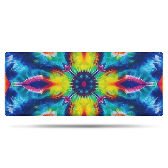 Colorful Tie Dye Symmetric Pattern Bathroom Rugs Mat,Non Slip Microfiber Bathroom Rug,Rubber Backing,Soft Bathroom Mats for Bathroom Floor,Tub and Shower,60x24in(150x60cm)