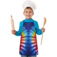 thumbnail image 1 of Colorful Tie Dye Symmetric Pattern Kids Aprons for Girls and Boys,Adjustable Neck Strap Toddler Aprons for Kids Cooking Baking, 1 of 6