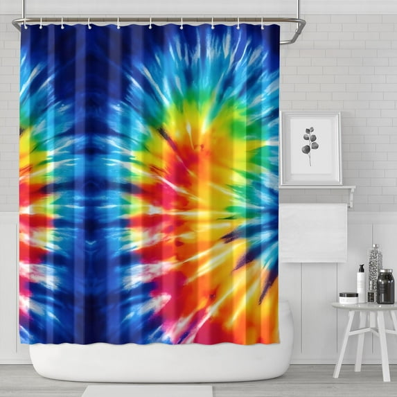 Colorful Tie Dye Symmetric Pattern Shower Curtain 84"x72" ,Bathroom Decorative Shower Curtains Set with 12 Hooks,Modern Waterproof Washable Shower Curtain