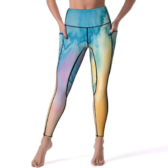 Colorful Tie Dye Vortex High Waisted Leggings for Women No See Through Tummy Control Buttery Soft Yoga Pants for Workout Athletic Running