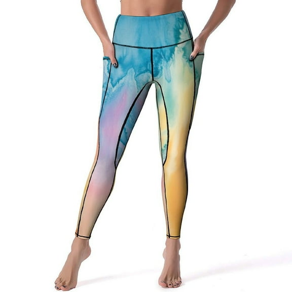 Colorful Tie Dye Vortex High Waisted Leggings for Women No See Through Tummy Control Buttery Soft Yoga Pants for Workout Athletic Running