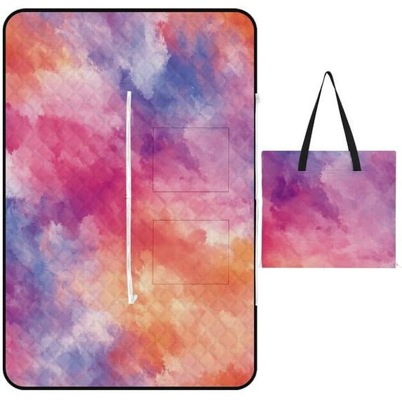 Colorful Tie Dye Vortex Outdoor Picnic Blanket, Foldable Waterproof Beach Mat, Portable Beach Blanket for Beach Camping, Hiking, Family Concerts