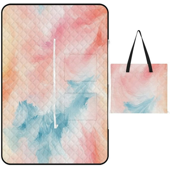 Colorful Tie Dye Vortex Outdoor Picnic Blanket, Foldable Waterproof Beach Mat, Portable Beach Blanket for Beach Camping, Hiking, Family Concerts