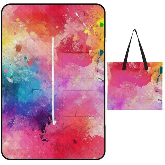 Colorful Tie Dye Vortex Outdoor Picnic Blanket, Foldable Waterproof Beach Mat, Portable Beach Blanket for Beach Camping, Hiking, Family Concerts