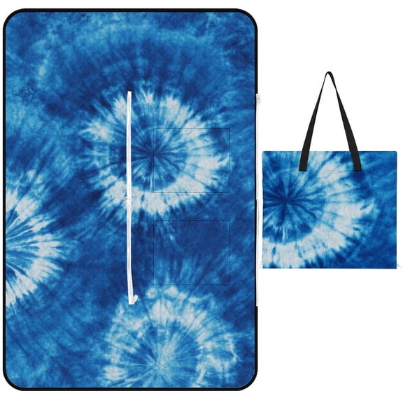 Colorful Tie Dye Vortex Outdoor Picnic Blanket, Foldable Waterproof Beach Mat, Portable Beach Blanket for Beach Camping, Hiking, Family Concerts