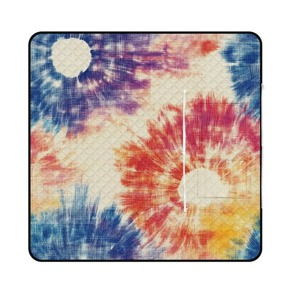 Colorful Tie Dye Vortex Picnic Blanket Waterproof Outdoor Beach Blanket Hand-held Pad Suitable for Travel, Camping, Beach, Family Gatherings