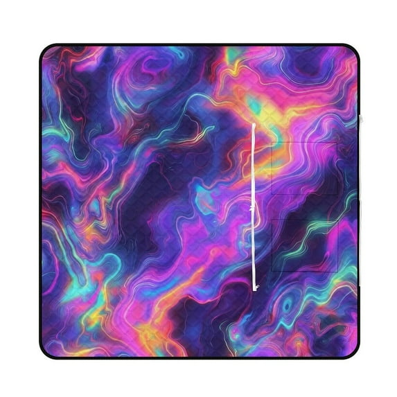 Colorful Tie Dye Vortex Picnic Blanket Waterproof Outdoor Beach Blanket Hand-held Pad Suitable for Travel, Camping, Beach, Family Gatherings