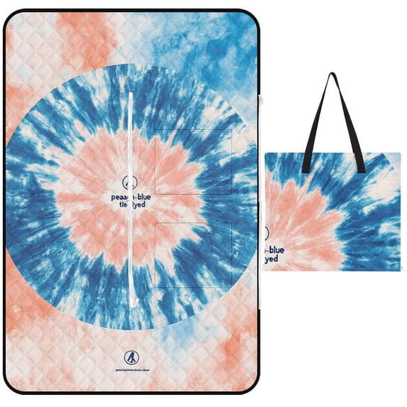 Colorful Tie Dye Vortex Picnic Blanket Waterproof Outdoor Beach Blanket Hand-held Pad Suitable for Travel, Camping, Beach, Family Gatherings