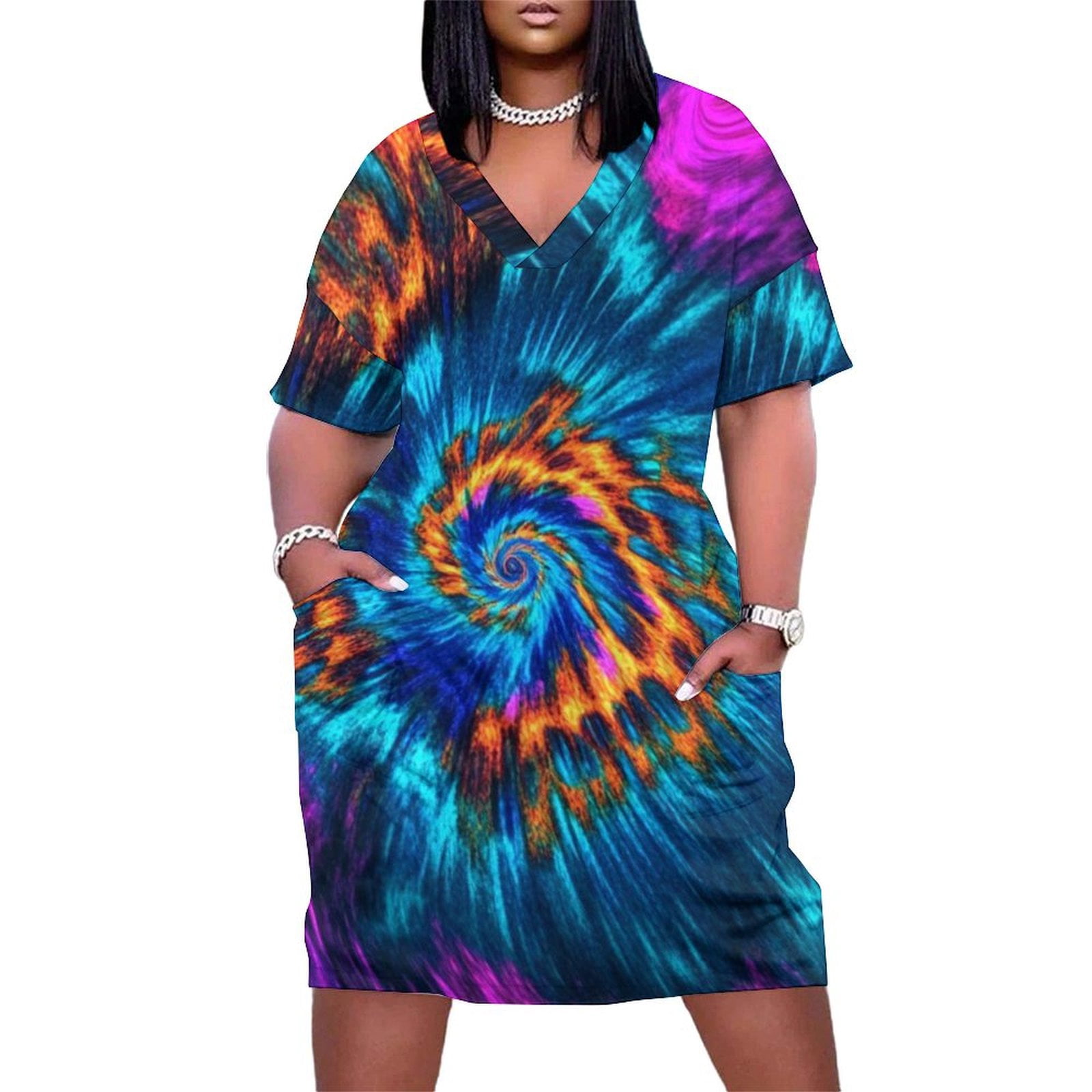 Colorful Tie Dye Vortex Summer Dresses for Women Beach Boho - Walmart.com