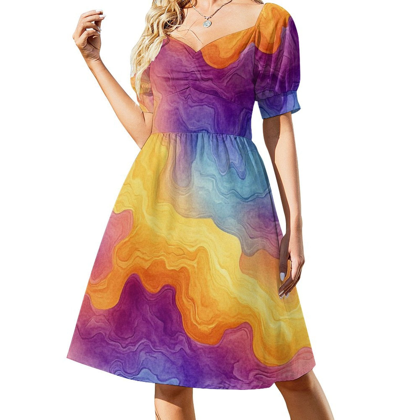 Colorful Tie Dye Vortex Summer Dresses for Women Beach Boho - Walmart.com
