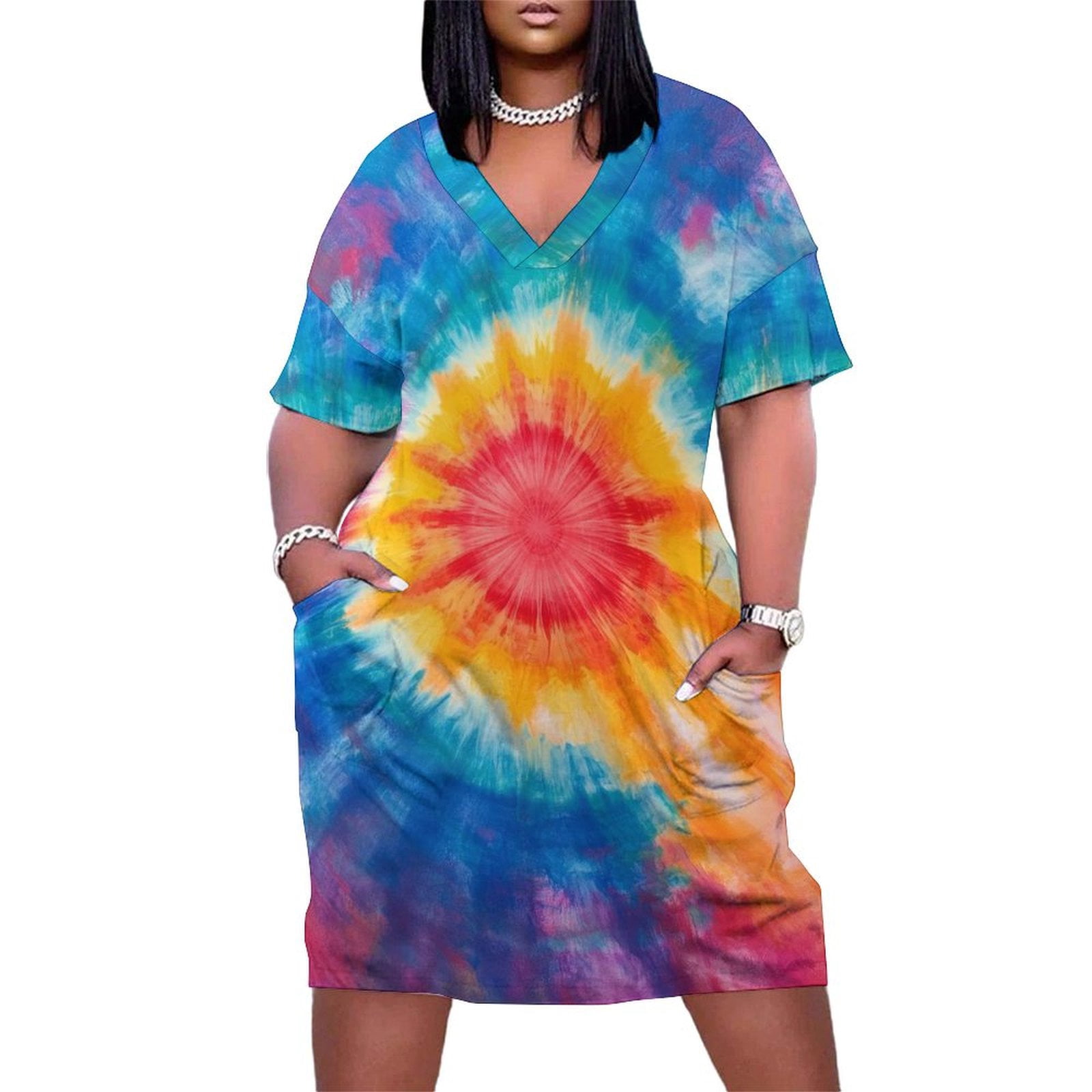 Colorful Tie Dye Vortex Summer Dresses for Women Beach Boho - Walmart.com