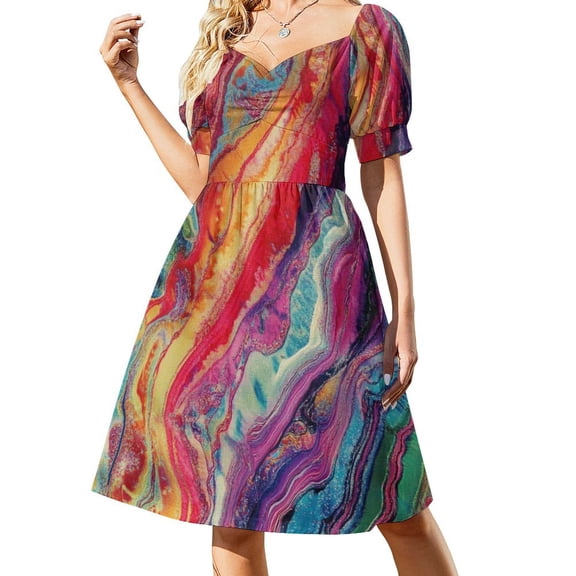 Colorful Tie Dye Vortex Summer Dresses for Women Beach Boho