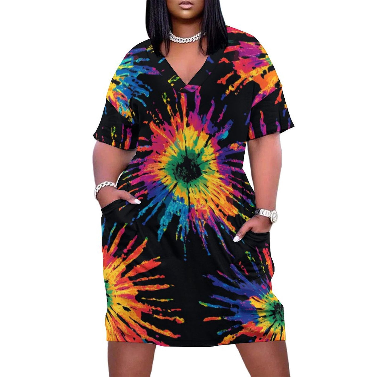 Colorful Tie Dye Vortex Summer Dresses for Women Beach Boho - Walmart.com