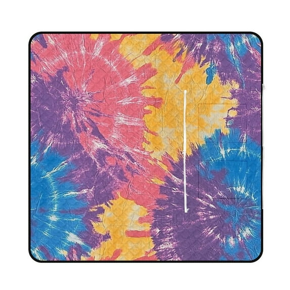 Colorful Tie Dye Vortex Waterproof Picnic Blanket with Foldable Zipper, Suitable for Outdoor Use, Suitable for Travel, Camping, Beaches, Parks, Grasslands, Picnic Blanket Accessories