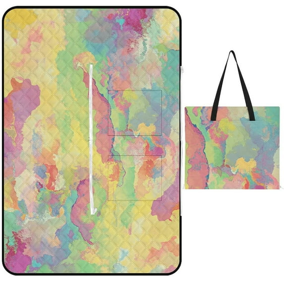 Colorful Tie Dye Vortex Waterproof Picnic Blanket with Foldable Zipper, Suitable for Outdoor Use, Suitable for Travel, Camping, Beaches, Parks, Grasslands, Picnic Blanket Accessories