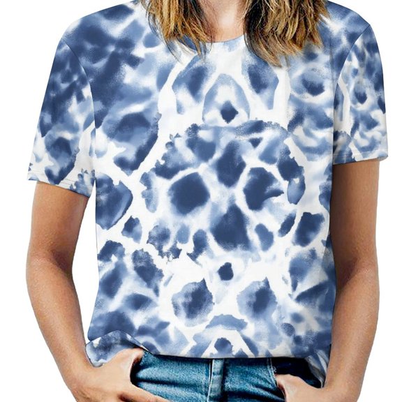 Colorful Tie Dye Vortex Women's Graphic Tees Casual Summer Funny Printed Short Sleeve Cute T Shirts Tops