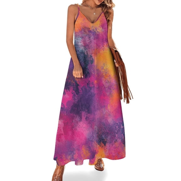 Colorful Tie Dye Vortex Women's Summer Dresses 2025 Beach Casual Sleeveless Floral Print Tank Loose Sundress